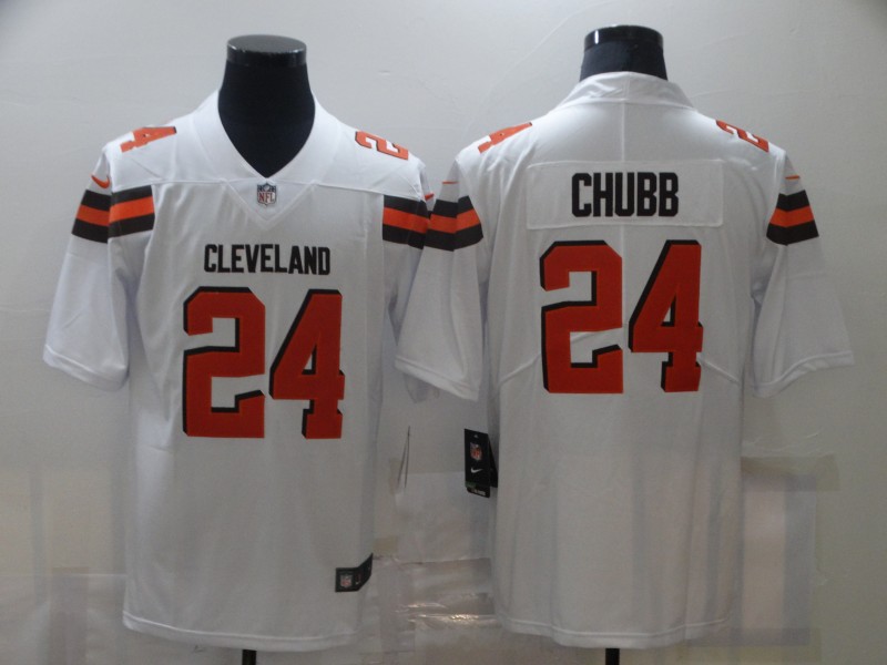 Men Cleveland Browns #24 Chubb White Nike Limited Vapor Untouchable NFL Jerseys